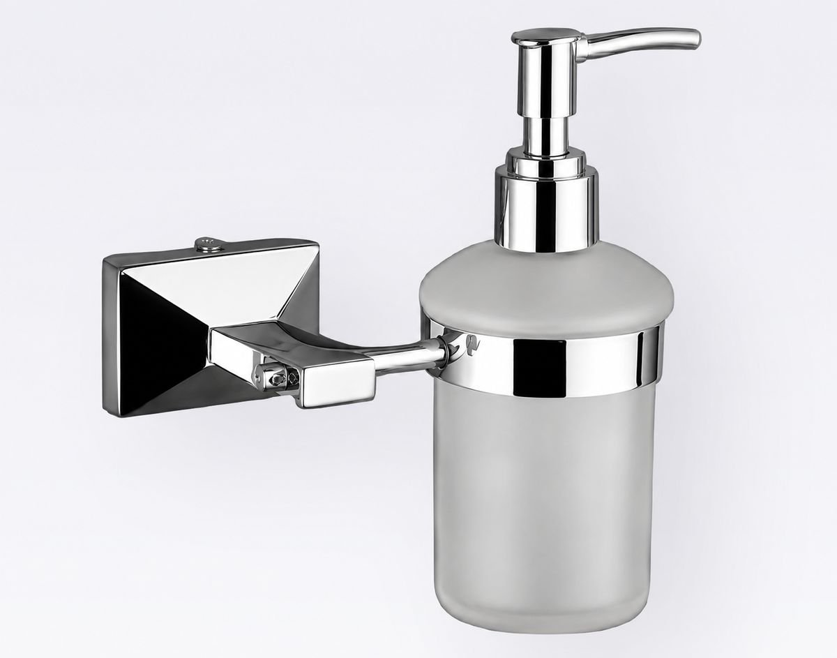 Glass Liquid Soap Dispenser in Chrome finish