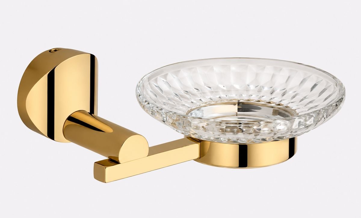 Glass Soap Dish in Gold finish